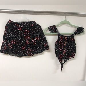 Little Girls Cap Sleeves Tops Skirt 2 Pieces Party Summer Clothing Skirt Set